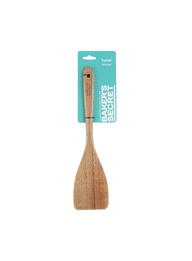 Baker's Secret 33cm Wooden Turner – Eco-Friendly Kitchenware for FliPolypropyleneing, Stirring & Non-Scratch Cooking - Image 1