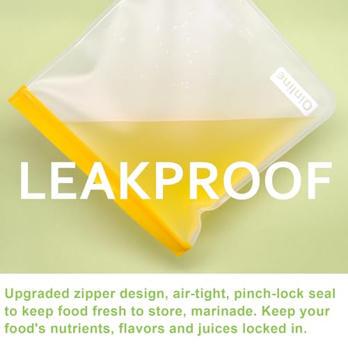 Qinline Reusable Gallon Food Storage Bags - 10 Pack Extra Thick Reusable Gallon Freezer Bags Leakproof Plastic Free Lunch Bag - Image 4