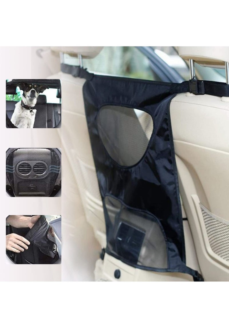 SYOSI Dog Car Barrier, Vehicle Pet Barrier with 2 Mesh Windows Backseat Mesh Dog Car Divider Net with Adjusting Rope and Hook Suitable for All Cars Easy to Install and Universal - Image 1