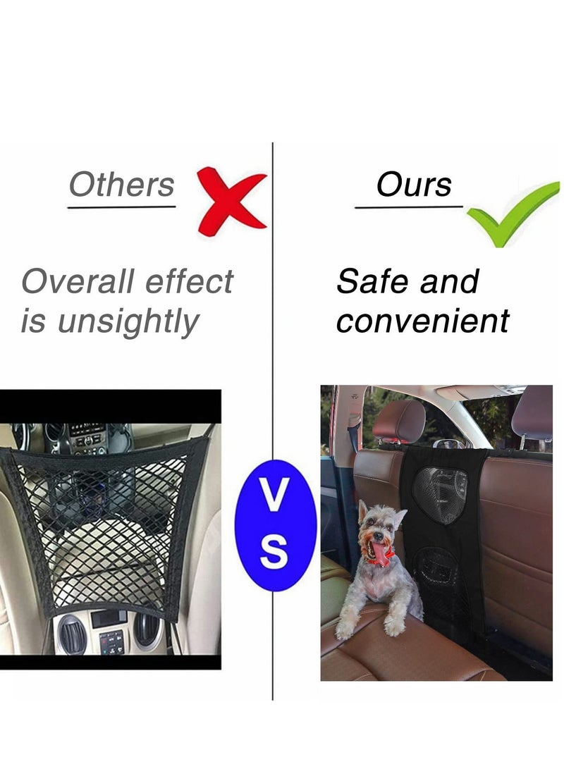 SYOSI Dog Car Barrier, Vehicle Pet Barrier with 2 Mesh Windows Backseat Mesh Dog Car Divider Net with Adjusting Rope and Hook Suitable for All Cars Easy to Install and Universal - Image 5