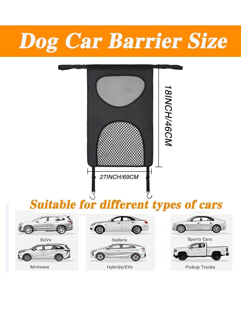 SYOSI Dog Car Barrier, Vehicle Pet Barrier with 2 Mesh Windows Backseat Mesh Dog Car Divider Net with Adjusting Rope and Hook Suitable for All Cars Easy to Install and Universal - Image 2