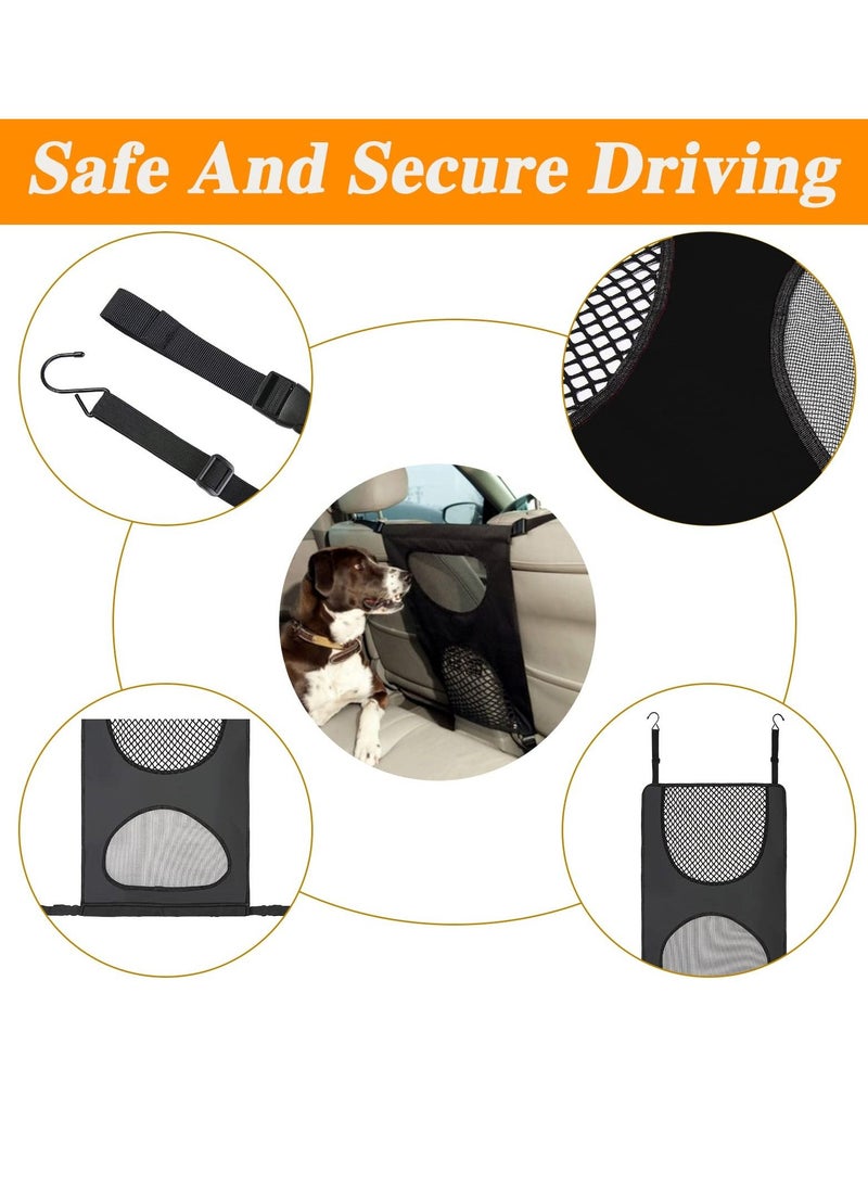 SYOSI Dog Car Barrier, Vehicle Pet Barrier with 2 Mesh Windows Backseat Mesh Dog Car Divider Net with Adjusting Rope and Hook Suitable for All Cars Easy to Install and Universal - Image 3