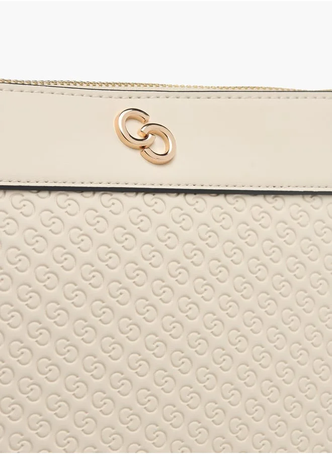 سيليست Womens Monogram Embossed Wallet With Detachable Wristlet Strap And Zip Closure