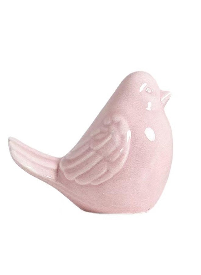 ALHBEJT Ceramic Birds Statues Home Decor Modern Style Decorative Ornaments Animal Figurines for Living Room Bedroom Home Office Cabinets (Pink A) - Image 1
