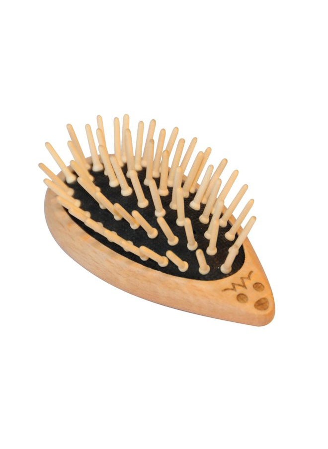 REDECKER Redecker Waxed Beechwood Hedgehog-Shaped Hairbrush with Maple Pins, 3-7/8-Inches  - Image 1