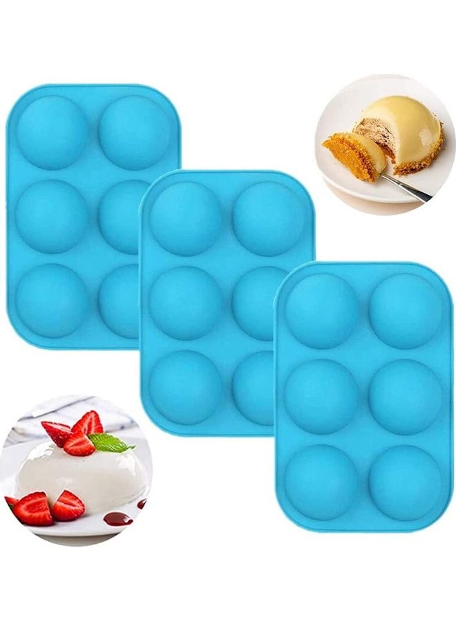 Loquat Silicone Mold For Chocolate，Half Sphere Silicone Molds For Baking, BPA Free Cupcake Baking ，Silicone Molds for Making Chocolate, Cake, Jelly, Dome Mousse (3Pcs Blue) multicolour one sizecm - Image 1