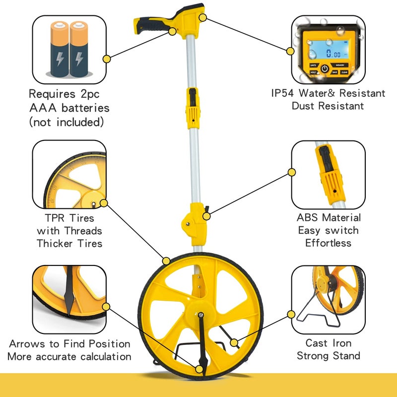 Zozen Measuring Wheel Digital Display, 3-Sections Foldable, Imperial/Metric Measure Wheel with Backlit Display | Up to 99,999Ft/ 99,999M | Kickstand to Keep Stand |Portable, Include Cloth Backpack. - Image 5