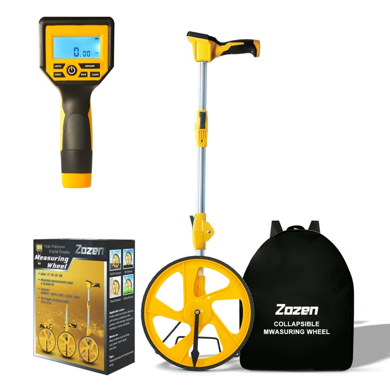 Zozen Measuring Wheel Digital Display, 3-Sections Foldable, Imperial/Metric Measure Wheel with Backlit Display | Up to 99,999Ft/ 99,999M | Kickstand to Keep Stand |Portable, Include Cloth Backpack. - Image 1
