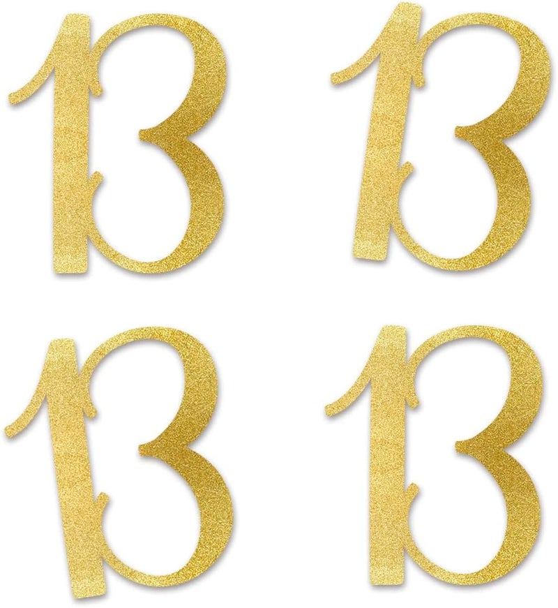MAGJUCHE Gold Glitter 13 CutOut Numbers 13th Birthday Party Anniversary Decorations DIY Essentials - Image 1