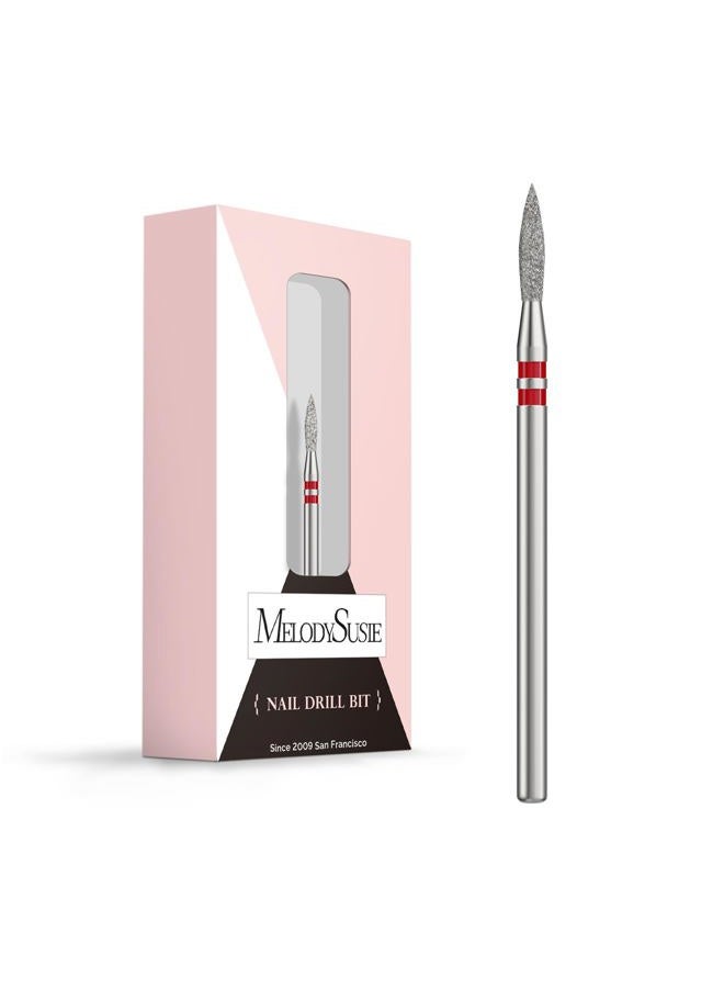 MelodySusie 2mm Flame Shape Cuticle Clean Nail Drill Bit 3/32'', Professional Safety Carbide Diamond Under Nail Cleaner for Cuticle Dead Skin Nail Prepare, Beginners Bits, Series Bit-S, Fine - Image 1