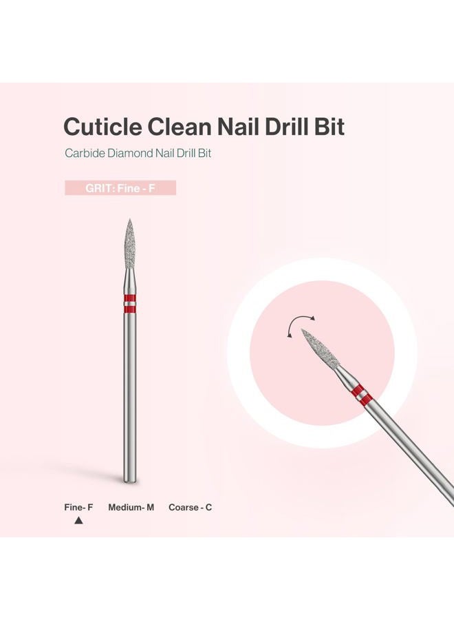 MelodySusie 2mm Flame Shape Cuticle Clean Nail Drill Bit 3/32'', Professional Safety Carbide Diamond Under Nail Cleaner for Cuticle Dead Skin Nail Prepare, Beginners Bits, Series Bit-S, Fine - Image 4