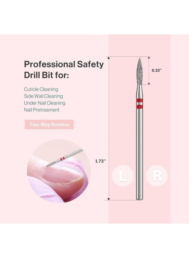 MelodySusie 2mm Flame Shape Cuticle Clean Nail Drill Bit 3/32'', Professional Safety Carbide Diamond Under Nail Cleaner for Cuticle Dead Skin Nail Prepare, Beginners Bits, Series Bit-S, Fine - Image 5