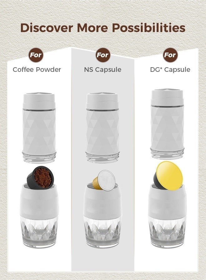 MIXDE 3-in-1 Portable Espresso Coffee Machine Manual Milk Frother For Capsule and Coffee Powder 120ML White  - Image 2