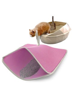 Double Layer Design Waterproof Washable  Cat Litter Mat,Litter Trapping Mat for Cat Sand Litter Box Honeycomb Pet Bed Pink 30*45cm