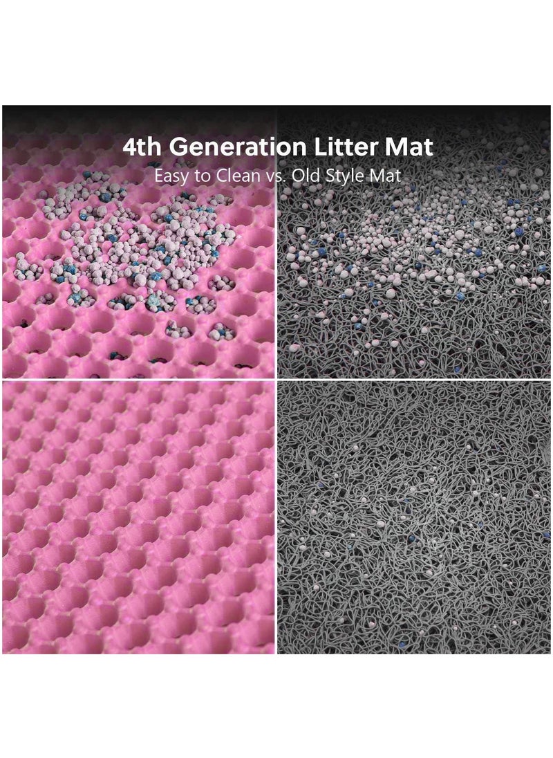 MileMelo - Double Layer Design Waterproof Washable  Cat Litter Mat,Litter Trapping Mat for Cat Sand Litter Box Honeycomb Pet Bed Pink 30*45cm - Image 1