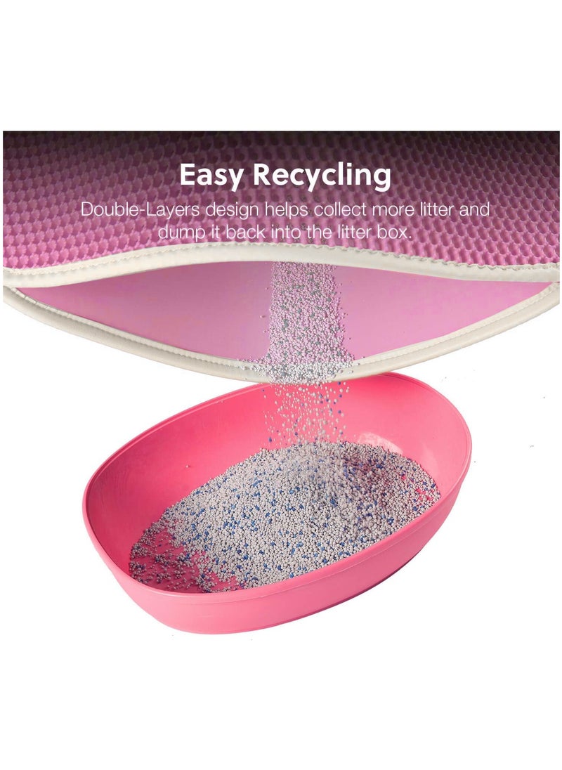 MileMelo - Double Layer Design Waterproof Washable  Cat Litter Mat,Litter Trapping Mat for Cat Sand Litter Box Honeycomb Pet Bed Pink 30*45cm - Image 1