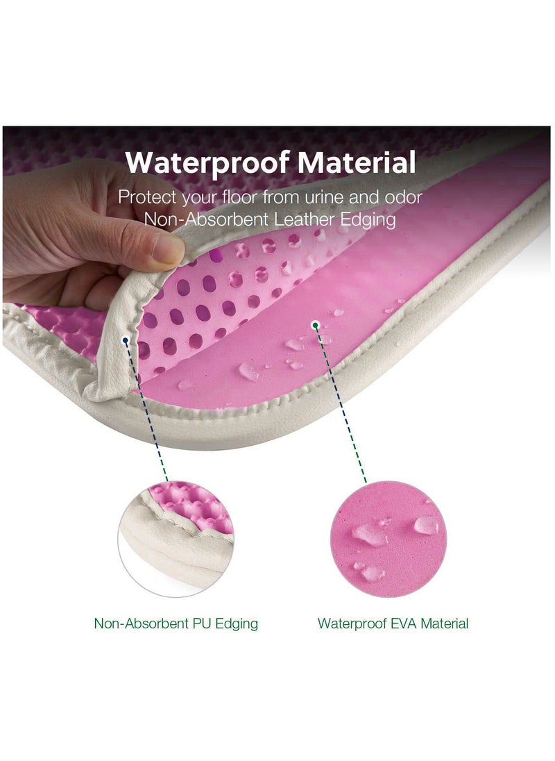 MileMelo - Double Layer Design Waterproof Washable  Cat Litter Mat,Litter Trapping Mat for Cat Sand Litter Box Honeycomb Pet Bed Pink 30*45cm - Image 1