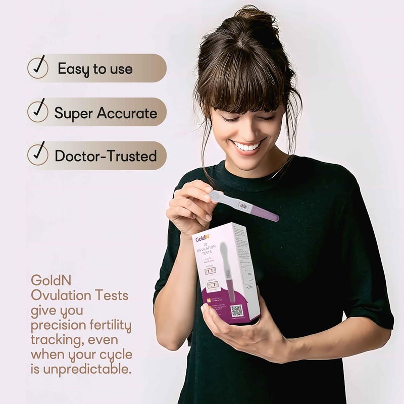 GOLDN مجموعة اختبار التبويض السهل الاستخدام من GoldN 10 عدداً اختبار الخصوبة لذروة LH في منتصف السلسلة تتبع سهل في المنزل نتائج سريعة خلال 5 دقائق صحي ودقيق خالي من الفوضى مساعدة لمحاولة الحمل TTC - Image 4
