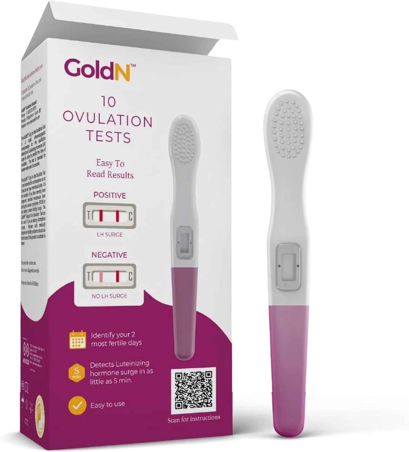 GOLDN مجموعة اختبار التبويض السهل الاستخدام من GoldN 10 عدداً اختبار الخصوبة لذروة LH في منتصف السلسلة تتبع سهل في المنزل نتائج سريعة خلال 5 دقائق صحي ودقيق خالي من الفوضى مساعدة لمحاولة الحمل TTC - Image 2