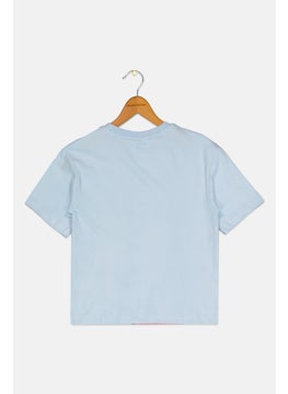 Looney Tunes Kids Girl Crew Neck Short Sleeves Bunny Print Top, Light Blue  - Image 2