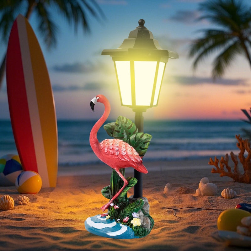 New Flamingo Crane Resin Figurine Solar Light for Outdoor Garden Seaside Decor Craft - Image 1