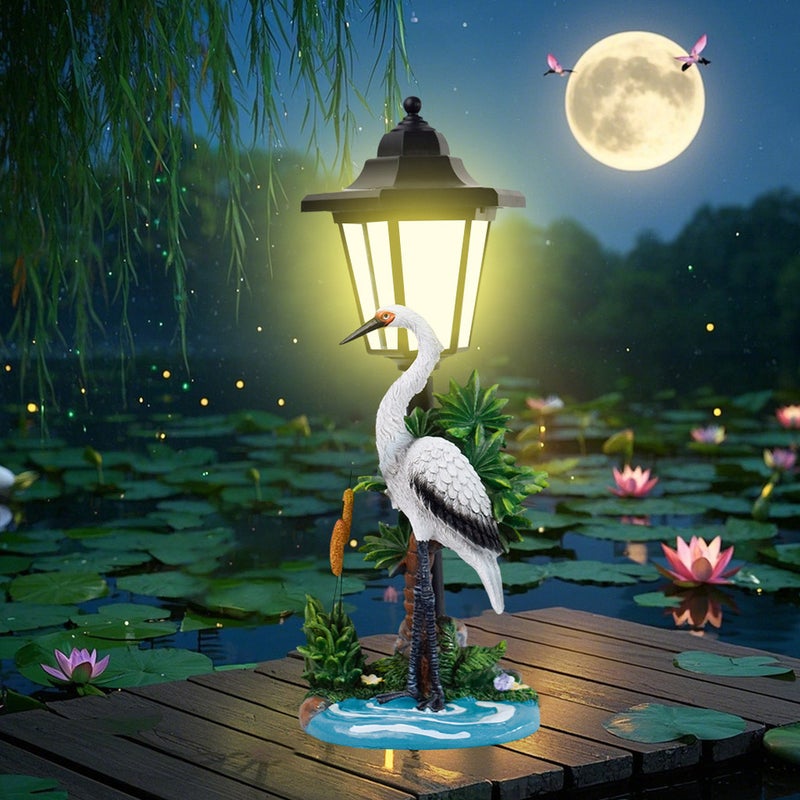 New Flamingo Crane Resin Figurine Solar Light for Outdoor Garden Seaside Decor Craft - Image 4
