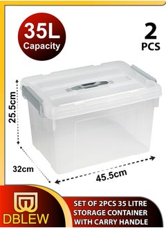 Multipurpose Clear Storage Tub Container, 35L