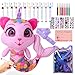 DRAWMYTOY Stuffed Animal Coloring Plush Toy with 20 Washable Markers Laser Holographic Backpack Road Trip Car Game Writing Painting Set for Girls Doodle Dolls Kids Ages 36 BirthdayPink Cat Mermaidr - Image 2