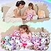 DRAWMYTOY Stuffed Animal Coloring Plush Toy with 20 Washable Markers Laser Holographic Backpack Road Trip Car Game Writing Painting Set for Girls Doodle Dolls Kids Ages 36 BirthdayPink Cat Mermaidr - Image 4
