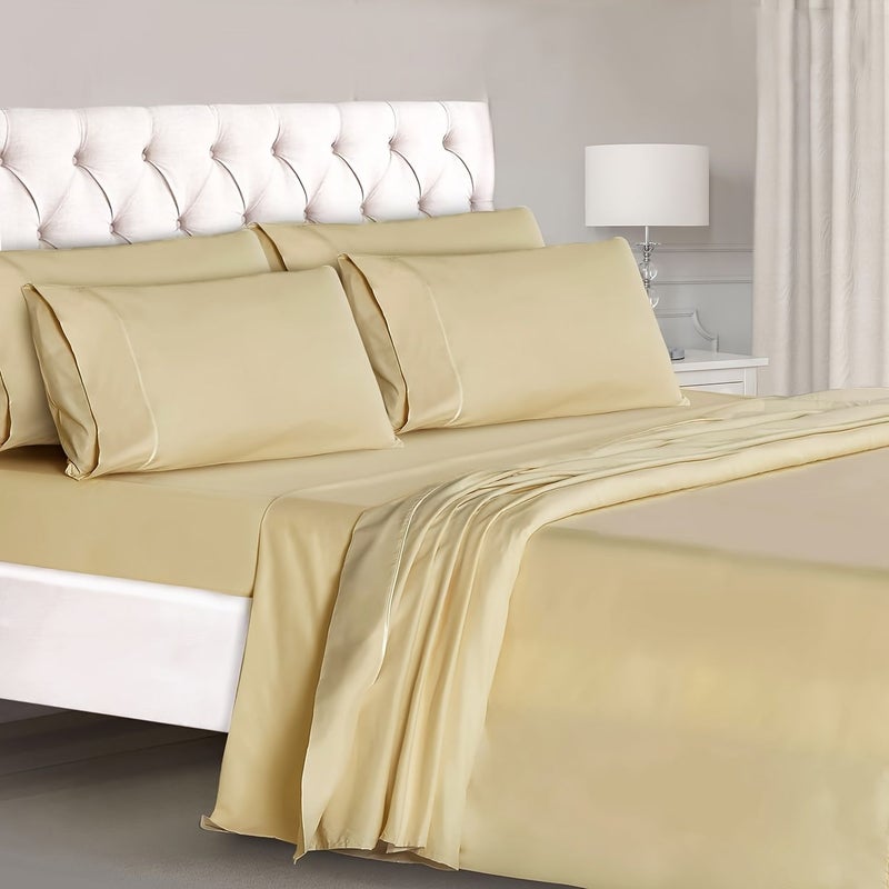 4 6 Piece Sheet Set Ribbon Piping With 2 4 Pillowcases Deep Pockets Breathable Soft Bed Sheets Wrinkle Free Machine Washable Dark Purple California King 72 X 84 Inches - Image 5