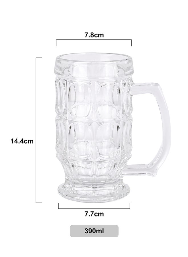 Ollieroo Set of 2 390ml Beer Stein Mugs, German Clear Large Tall Beer Glasses With Handle, Beer Glasses For Freezer, Beer Cups Drinking Glasses - Image 4
