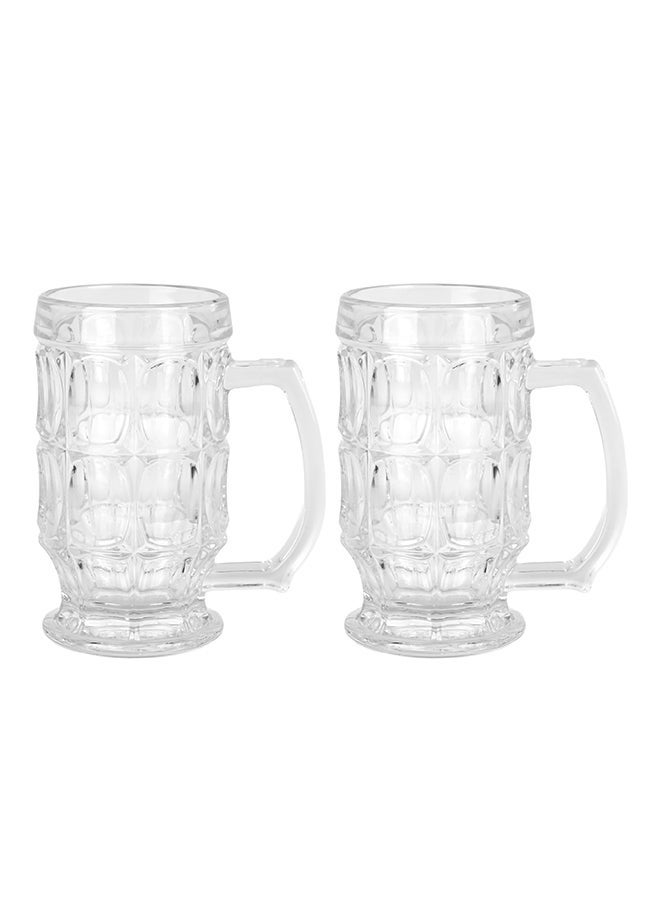 Ollieroo Set of 2 390ml Beer Stein Mugs, German Clear Large Tall Beer Glasses With Handle, Beer Glasses For Freezer, Beer Cups Drinking Glasses - Image 3