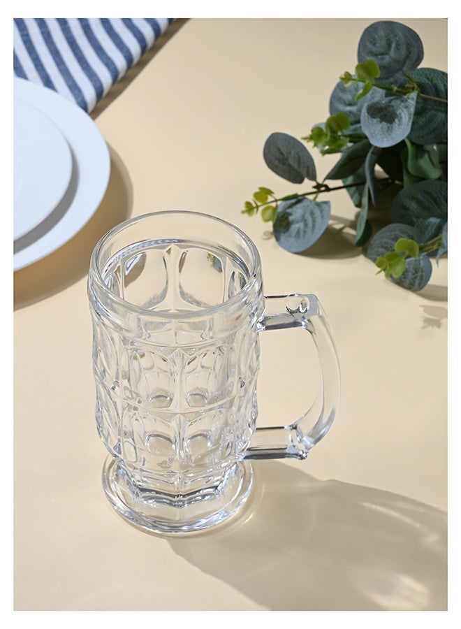 Ollieroo Set of 2 390ml Beer Stein Mugs, German Clear Large Tall Beer Glasses With Handle, Beer Glasses For Freezer, Beer Cups Drinking Glasses - Image 2