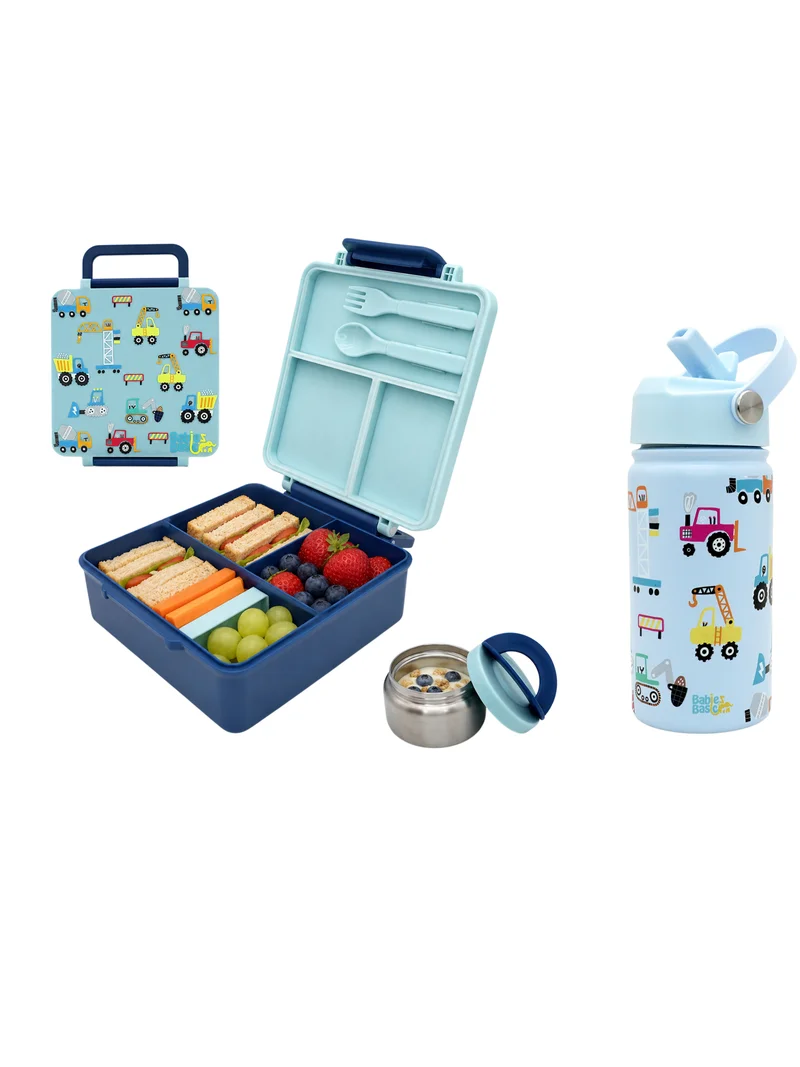 Babies Basic Babies Basic Insulated Bento Lunchbox with Stainless Steel Bottle, 3+ Years - Blue - Construction