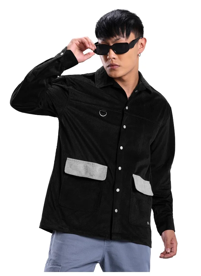 Beyoung Black Colorblock  Shirt for Men