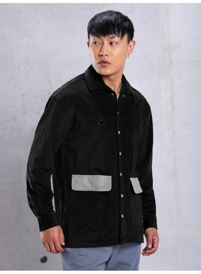 بيونغ Black Colorblock  Shirt for Men