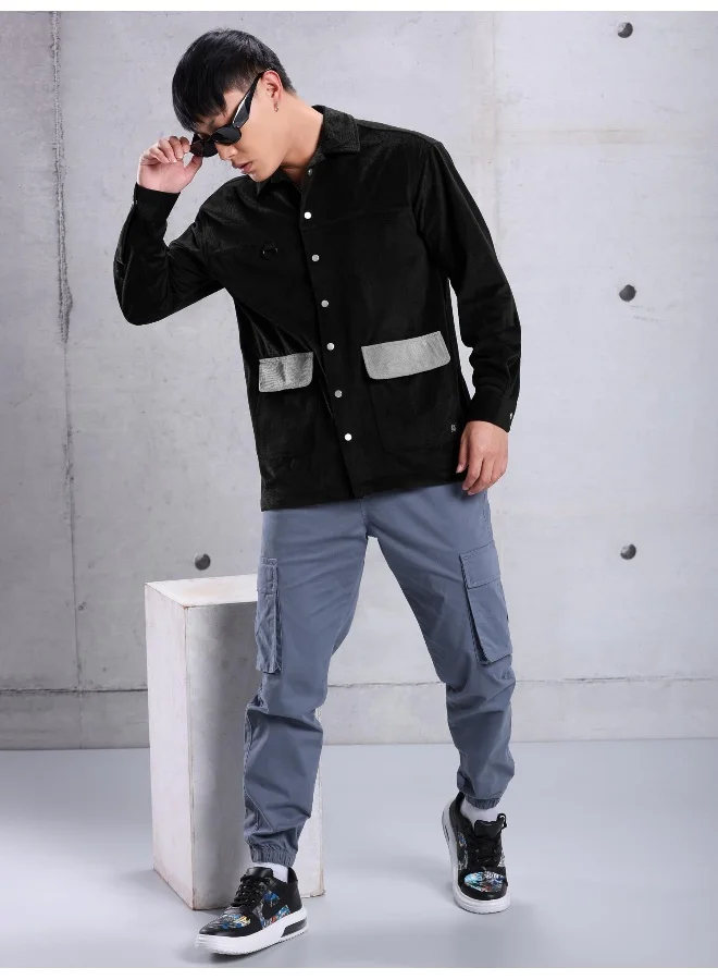 بيونغ Black Colorblock  Shirt for Men