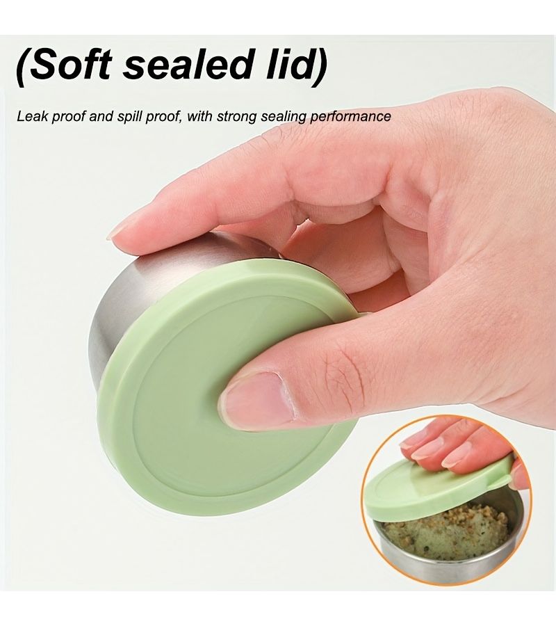 12 Pcs 1.35 Oz Stainless Steel Sauce Cups With Lids Seasoning Containers Reusable Dipping Plates For BBQ Picnic Camping Kitchen Storage Holiday Theme - Image 2