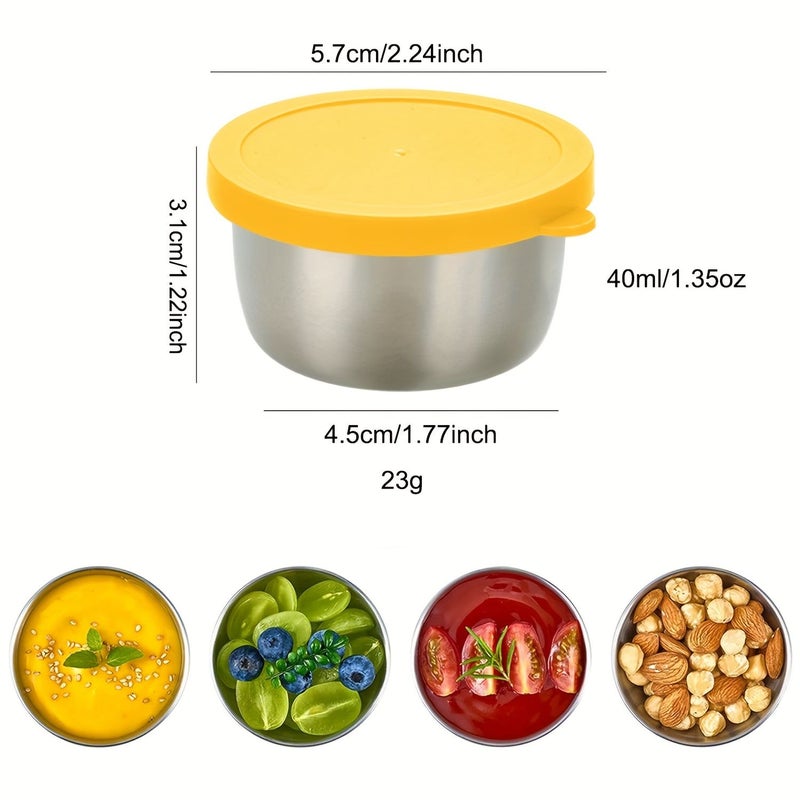 12 Pcs 1.35 Oz Stainless Steel Sauce Cups With Lids Seasoning Containers Reusable Dipping Plates For BBQ Picnic Camping Kitchen Storage Holiday Theme - Image 3
