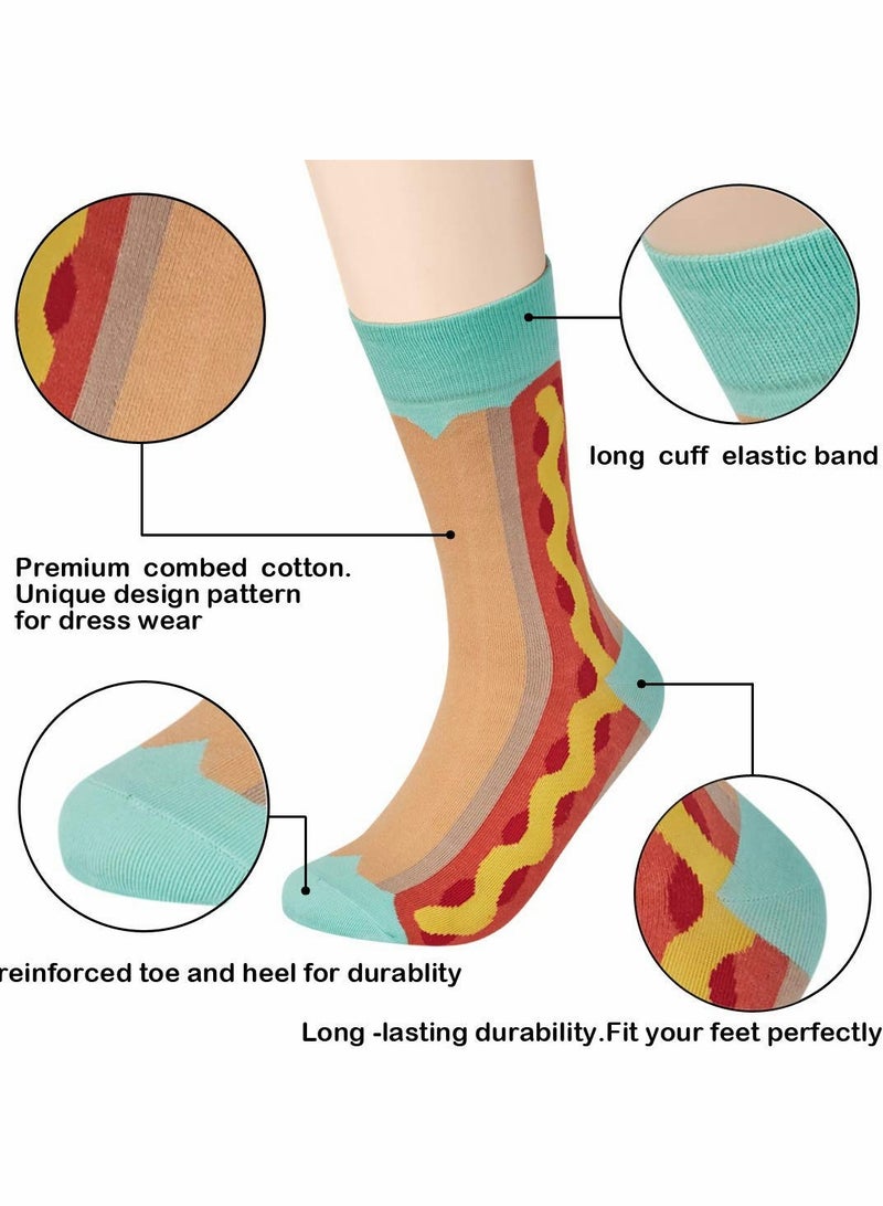 Colorful Funny Crew Socks for Women Men, 6 Pairs Crazy Winter Novelty Fashion Dress Socks, Hip Hip Fun Compression Stockings - Image 3