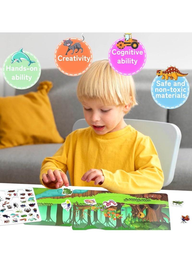 SOLARAE Reusable Sticker Book for Kids, Insect Learning Activity Books, Jelly Quiet Book for School Home Outdoor, Preschool Travel Busy Book Gift for for Boys Girls Toddlers - Image 4