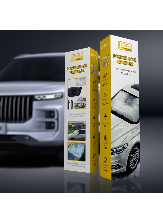 دينكس DX2531- غطاء مظلة السيارة مظلة حاجب الشمس الأمامي للسيارة ، غطاء زجاجي أمامي للسيارة قابل للطي للنافذة الأمامية للسيارة ، حواجز للأشعة فوق البنفسجية تحافظ على حرارة السيارة باردة - Image 4