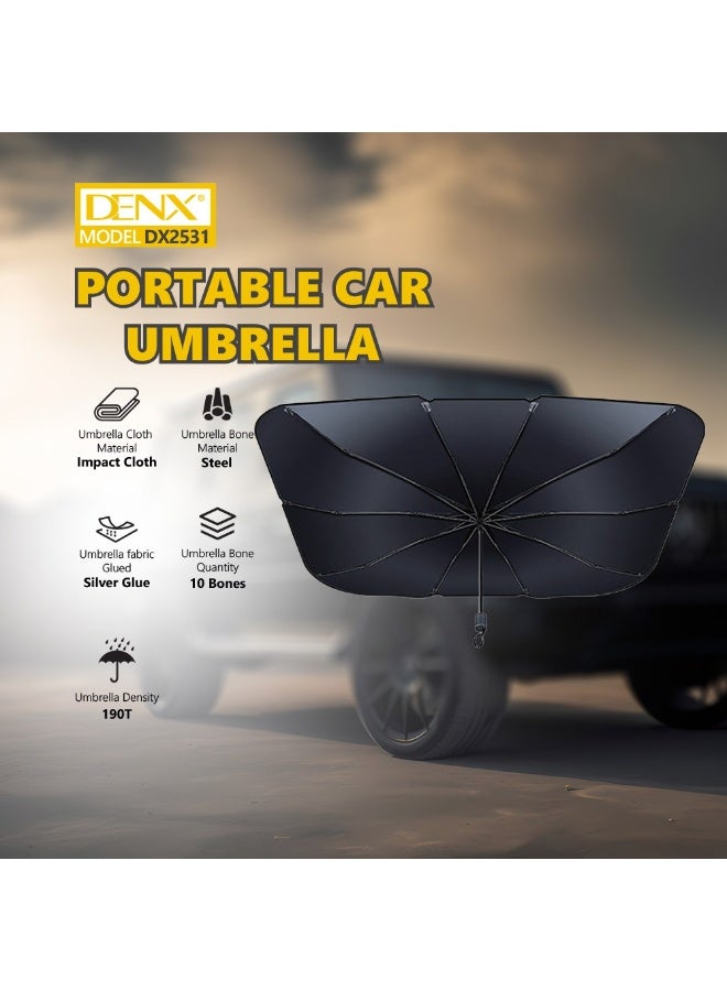 دينكس DX2531- غطاء مظلة السيارة مظلة حاجب الشمس الأمامي للسيارة ، غطاء زجاجي أمامي للسيارة قابل للطي للنافذة الأمامية للسيارة ، حواجز للأشعة فوق البنفسجية تحافظ على حرارة السيارة باردة - Image 2