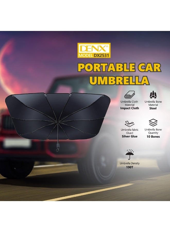 دينكس DX2531- غطاء مظلة السيارة مظلة حاجب الشمس الأمامي للسيارة ، غطاء زجاجي أمامي للسيارة قابل للطي للنافذة الأمامية للسيارة ، حواجز للأشعة فوق البنفسجية تحافظ على حرارة السيارة باردة - Image 5