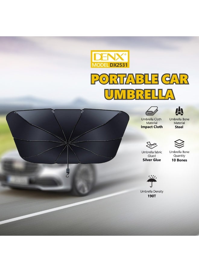 دينكس DX2531- غطاء مظلة السيارة مظلة حاجب الشمس الأمامي للسيارة ، غطاء زجاجي أمامي للسيارة قابل للطي للنافذة الأمامية للسيارة ، حواجز للأشعة فوق البنفسجية تحافظ على حرارة السيارة باردة - Image 3