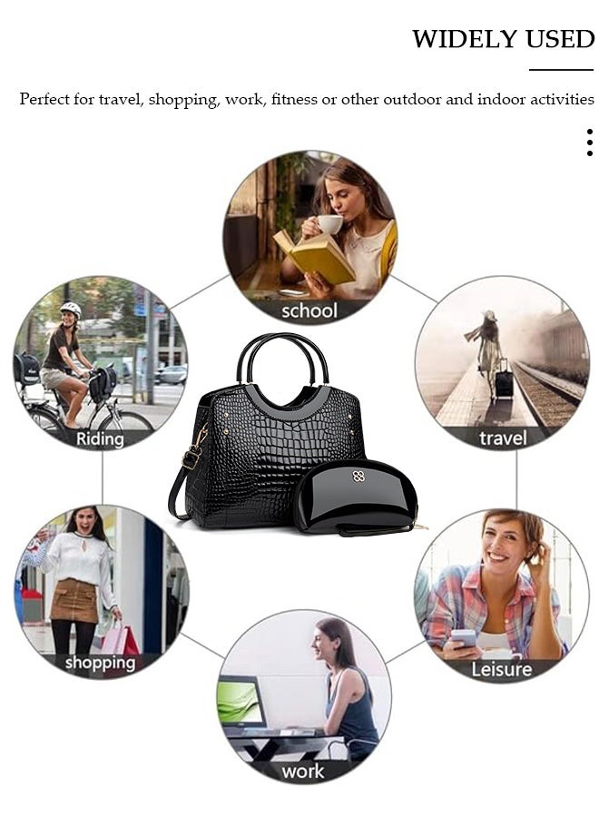 DUNISO 2 Piece Women's Fashion Shoulder Tote Bag Faux Leather Handbag Set For Women Large Capacity Clutch Bag Purse Bag Travel Messenger Crossbody Bag Shoulder Bag For Ladies - Image 5