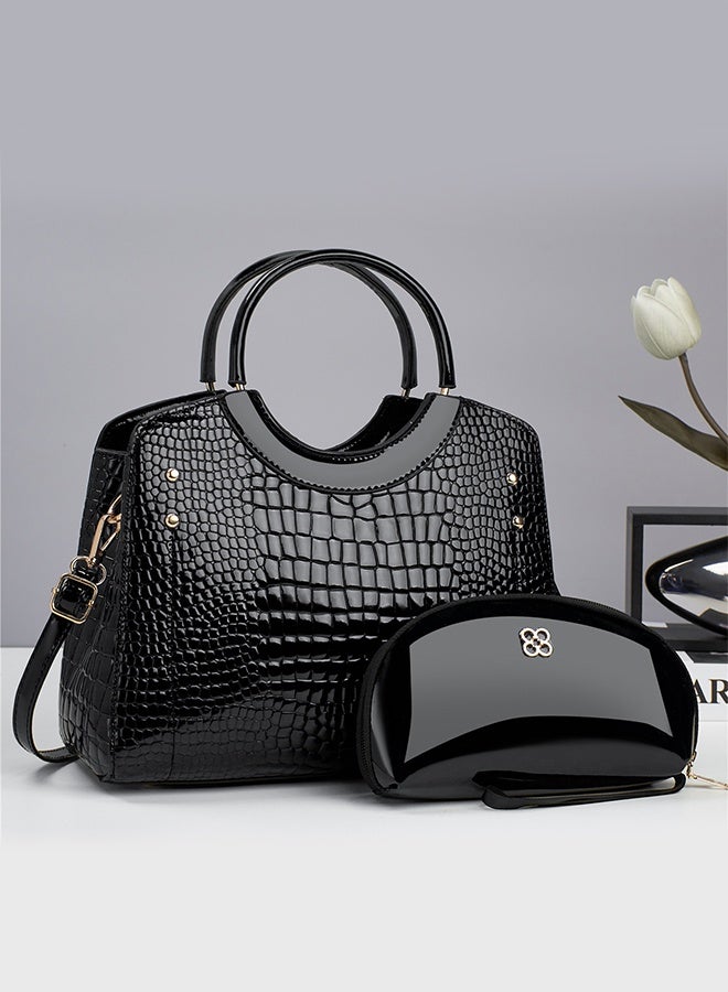 DUNISO 2 Piece Women's Fashion Shoulder Tote Bag Faux Leather Handbag Set For Women Large Capacity Clutch Bag Purse Bag Travel Messenger Crossbody Bag Shoulder Bag For Ladies - Image 3