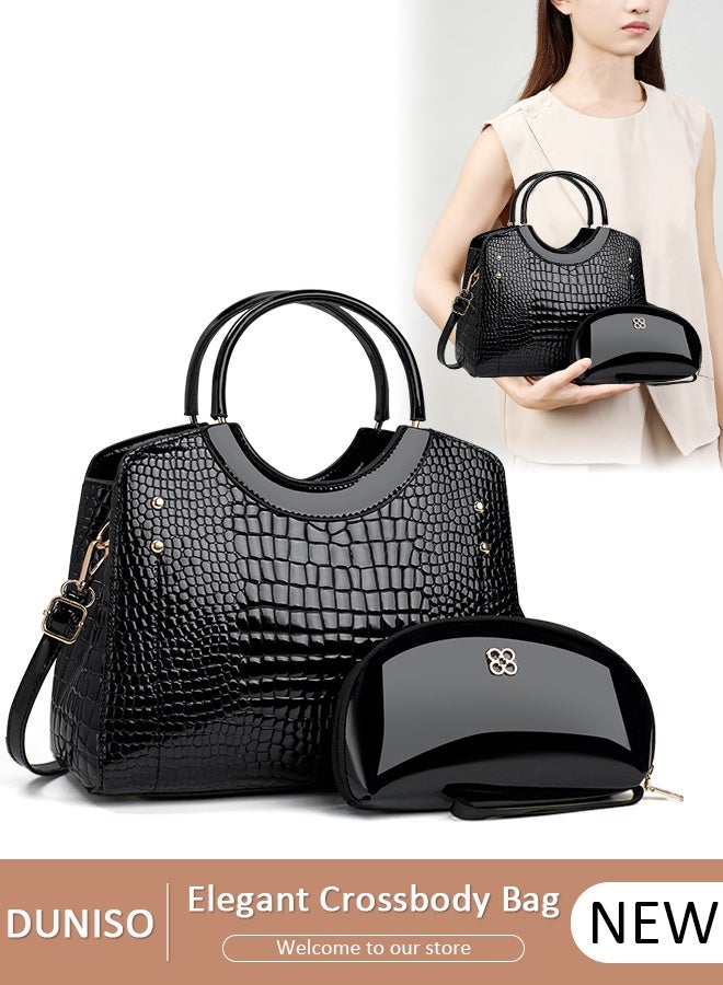 DUNISO 2 Piece Women's Fashion Shoulder Tote Bag Faux Leather Handbag Set For Women Large Capacity Clutch Bag Purse Bag Travel Messenger Crossbody Bag Shoulder Bag For Ladies - Image 1