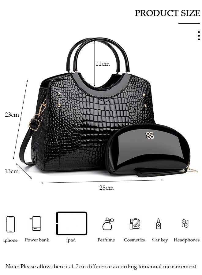 DUNISO 2 Piece Women's Fashion Shoulder Tote Bag Faux Leather Handbag Set For Women Large Capacity Clutch Bag Purse Bag Travel Messenger Crossbody Bag Shoulder Bag For Ladies - Image 2