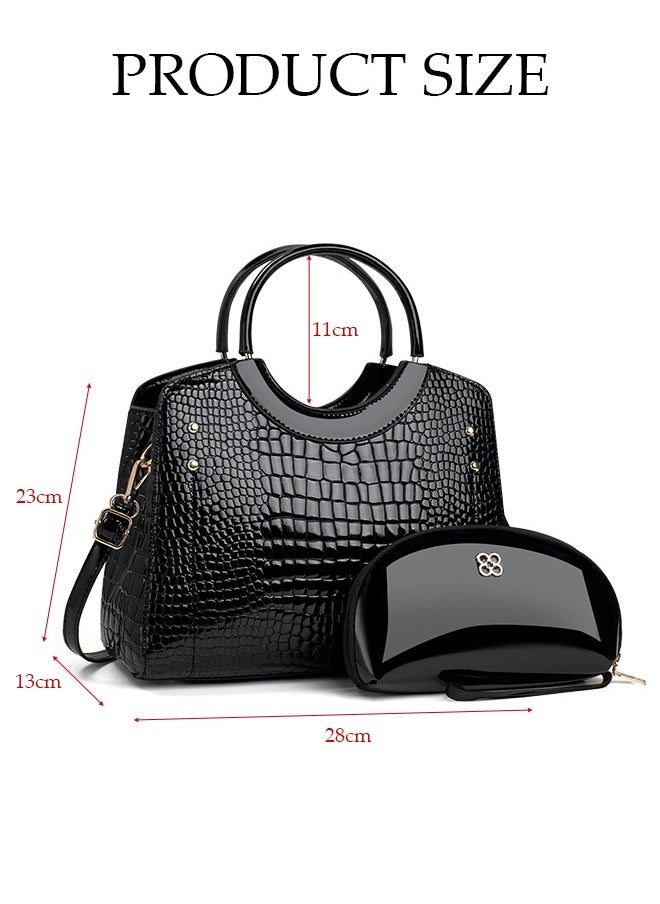 DUNISO - 2 Piece Women's Fashion Shoulder Tote Bag Faux Leather Handbag Set For Women Large Capacity Clutch Bag Purse Bag Travel Messenger Crossbody Bag Shoulder Bag For Ladies - Image 1